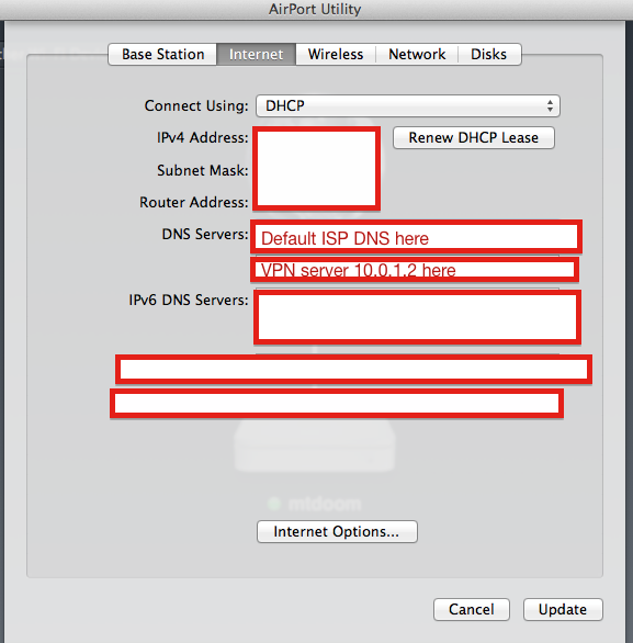 configuring DNS settings on airport extreme